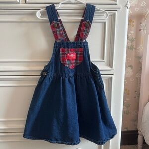 Vintage OshKosh Denim Skirt-all Plaid Bow Dress